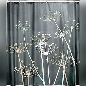 NWT IDesign Thistle Fabric Shower Curtain  (72" x 72") Gray/Mint